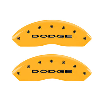 MGP 4 Caliper Covers Engraved Front & Rear With out stripes/Dodge Yellow finish black ch