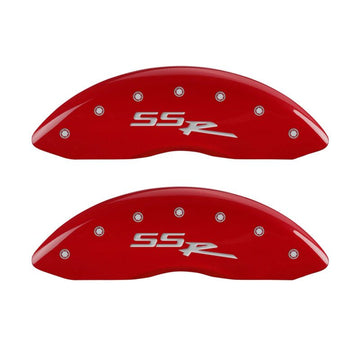 Cubiertas de pinza MGP 4 grabadas delanteras y traseras SSR Acabado rojo plateado ch