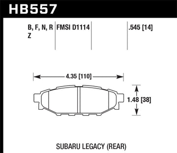 Hawk 2013-2014 Subaru BRZ Ltd (disco delantero de 277 mm/disco trasero sólido) Alto rendimiento. Pastillas de freno traseras Street 5.0