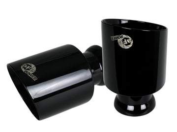 aFe MACH Force-XP Puntas de escape de repuesto OE de color negro de 4-1/2 pulgadas - Dodge Charger/Hellcat 15-19