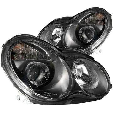 ANZO 2001-2007 Mercedes Benz Clase C W203 Faros delanteros proyectores negros