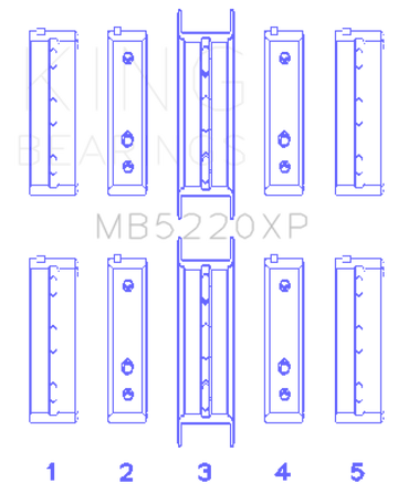 King Subaru WRX/STi EJ20 EJ22 EJ25 Flange #3 Position Performance Main Bearing Set - Size STDX