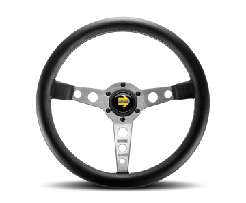 Momo Prototipo Steering Wheel 350 mm - Black Leather/Wht Stitch/Brushed Spokes