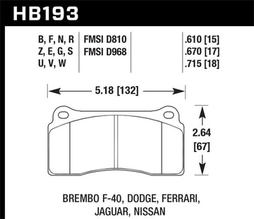Hawk Dodge / Ferrari Delantero y Trasero / Ferrari / Jaguar / Nissan Delantero DTC-30 Pastillas de Freno de Carrera