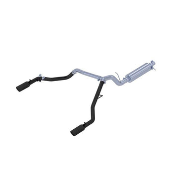 MBRP 19-20 Ford Ranger 2.3L 3 pulgadas Salida trasera doble dividida Puntas OD de 4 pulgadas Escape trasero de gato recubierto de negro