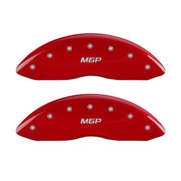 MGP Front set 2 Caliper Covers Engraved Front MGP Red finish silver ch