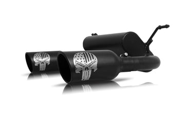 Gibson 18-22 Jeep Wrangler Sport 3.6L 2.5in Patriot Skull Series Escape doble con respaldo de gato - Cerámica negra