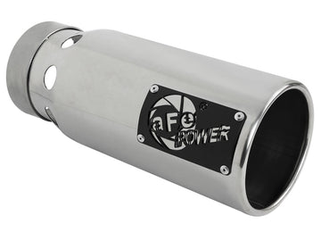 aFe SATURN 4S Punta de escape con intercooler de acero inoxidable de 4 pulgadas - Pulida 4 pulgadas de entrada x 5 pulgadas de salida x 12 pulgadas de largo Atornillada