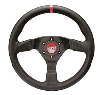 Volante Sparco R383 Champion Cuero Negro / Costuras Rojas