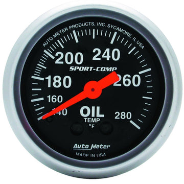 Autometer Sport-Comp 52,4 mm 140-280 grados F Medidor de temperatura de aceite mecánico