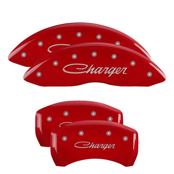 Cubiertas de pinza MGP 4 grabadas delantera y trasera cursiva/cargador Acabado rojo plateado ch