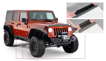 Bushwacker 07-18 Jeep Wrangler Unlimited Trail Armor Panel basculante y cubierta de placa de umbral - Negro