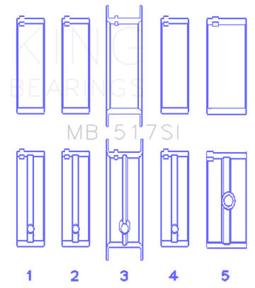 King Engine Bearings Chrysler 360 / 360CI 5.9L V8 (Size .010) Main Bearing Set