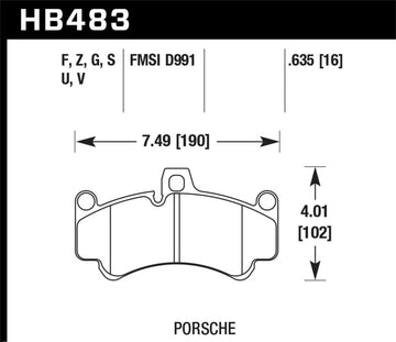 Hawk 08 Porsche 911 Targa 4/4S/03-05 911 GT2/04-08 GT3/07-08 Turbo PC Street Pastillas de freno delanteras