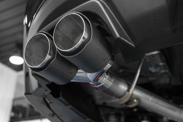 MBRP 15-19 Subaru WRX 2.0L/STI 2.5L 3 pulgadas salida trasera doble dividida con puntas CF de 3.5 pulgadas - T304 (versión de carrera)
