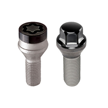 McGard Kit de instalación hexagonal de 5 lengüetas con cerraduras (perno de asiento cónico) M14X1.5 / 17 mm hexagonal / vástago de 30,5 mm L. - Negro