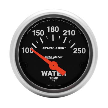 Autometer Sport-Comp 52 mm 100-250 grados F Medidor electrónico de temperatura del agua
