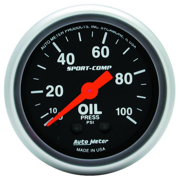 Autometer Sport Comp 52 mm Mecánico 0-100 PSI Manómetro de presión de aceite