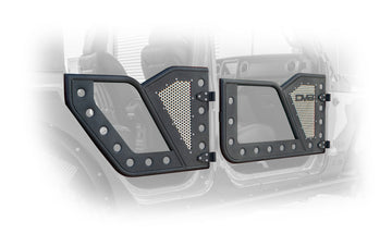 DV8 Offroad Jeep 18+ Wrangler JL / 20+ Gladiator JT Puertas traseras tipo roca con malla de aluminio perforada