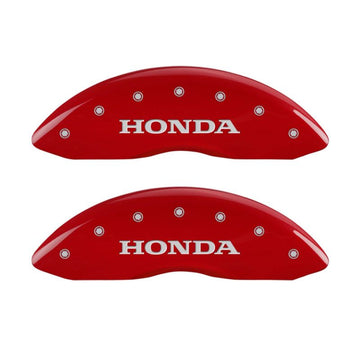MGP 4 Caliper Covers Engraved Front Honda Engraved Rear Pilot/2016 Red finish silver ch