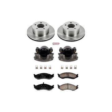 Power Stop 90-99 Jeep Cherokee Kit de freno delantero autoespecializado con pinzas