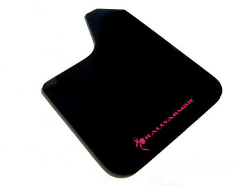 Rally Armor Ajuste universal (sin hardware) Guardabarros negro básico con logotipo rosa