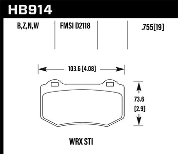 Pastillas de freno traseras Hawk 2018 Subaru WRX STI HP Plus