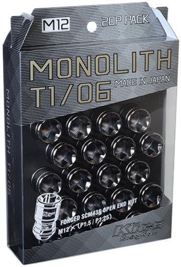 Project Kics Tuercas monolíticas Glorious Black T1/06 de 12 x 1,5, 20 unidades