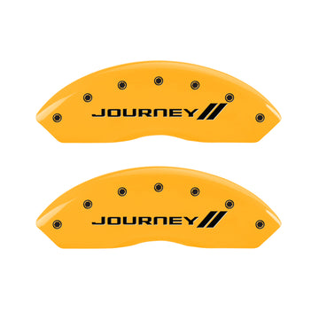 MGP 4 Caliper Covers Engraved Front & Rear With stripes/Journey Yellow finish black ch