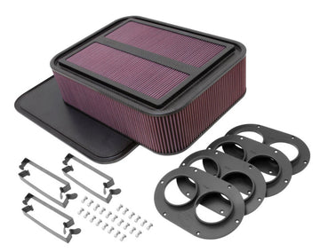 Filtro de aire K&amp;N Custom Racing - Caja de aire rectangular de fibra de carbono de 4 pulgadas con bocina de aire de 2,75 pulgadas