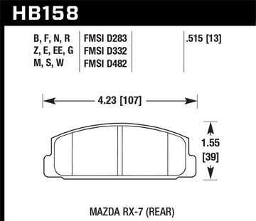 Hawk 03-05 Mazda 6 / 84-95 Mazda RX-7 DTC-60 Pastillas de freno traseras de carrera