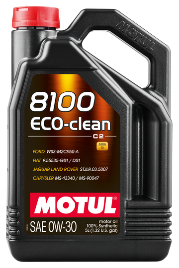 Motul 5L Synthetic Engine Oil 8100 0W30 4x5L ECO-CLEAN  ACEA C2 API SM ST.JLR 03.5007