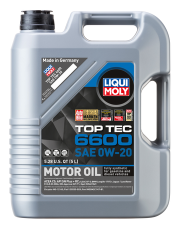 LIQUI MOLY 5L Top Tec 6600 Motor Oil SAE 0W20
