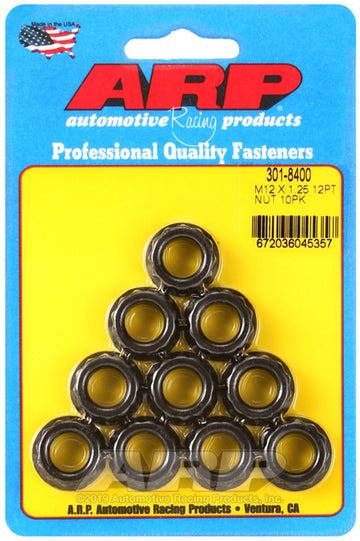 Kit de tuercas ARP de 12 mm x 1,25 de 16 mm con casquillo de 12 puntos (paquete de 10)