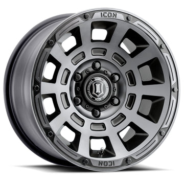 ICON Thrust 17x8.5 6x5.5 0mm Offset 4.75in BS 106.1mm Diámetro Rueda negra satinada ahumada