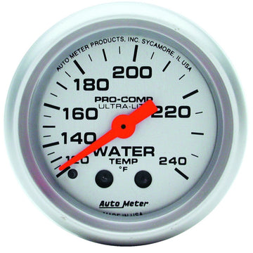 Autometer Ultra-Lite 52 mm 120-240 grados F Medidor mecánico de temperatura del agua