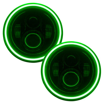 Faros delanteros LED de alta potencia Oracle de 7 pulgadas - Bisel negro - Verde